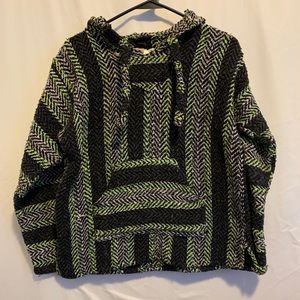 Earth Ragz Green Black White Poncho Size S